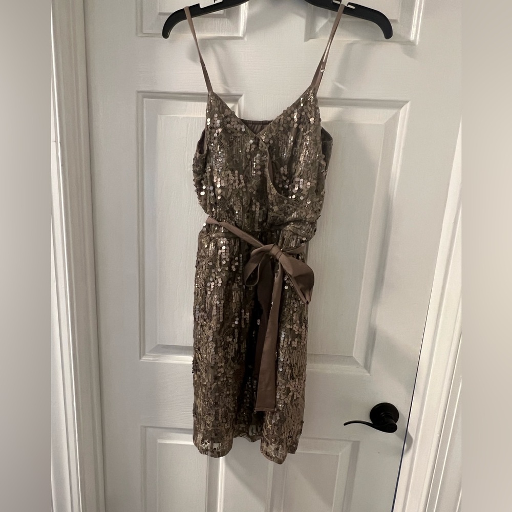 Express Dark Tan Sequin Mini Dress Size Medium